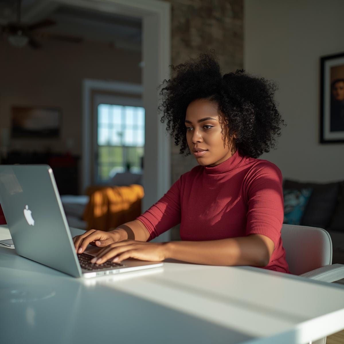 image of a woman working from home